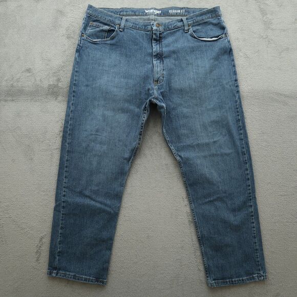 Wrangler Jeans Mens Size 42x30 Blue Regular Straight Flex Denim Pants Stretch - Picture 2 of 15